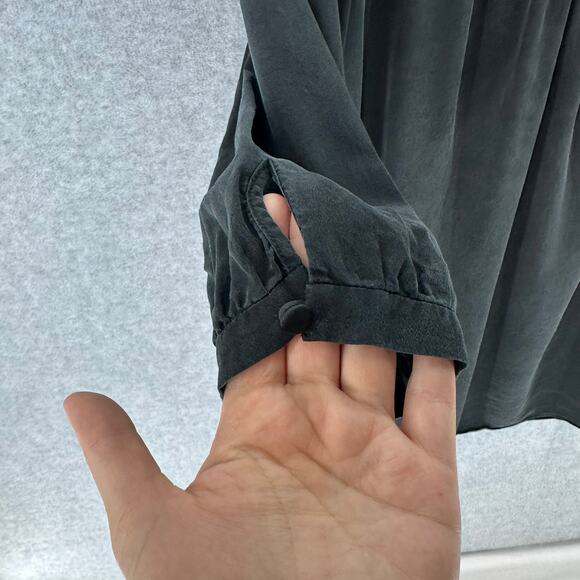 TIBI Women's sz 6 Black 100% Silk Blouse 3/4 length sleeves Loose Fit Y2K - Picture 4 of 9